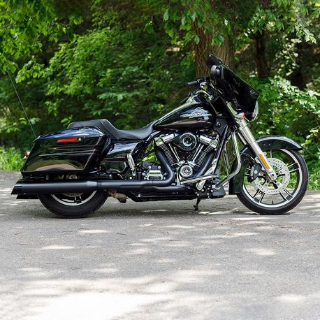 Black Mk45 muffler with Black Cutlass End Cap for M8 Touring