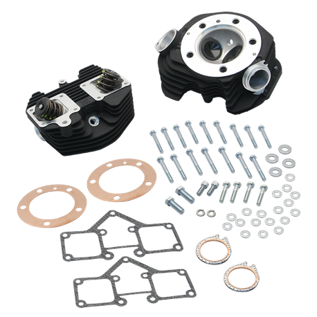 S&S® Super Stock® Stock Bore O-ring Style Single Plug Cylinder Head Kit for 1966-'78 Big Twins - Wrinkle Black Powder Coat FInish