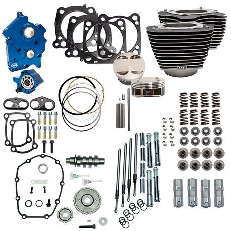 Power Package - 124" CI Oil Cooled, Gear Drive with Highlighted Fins and Chrome Pushrod tubes for 107" M8