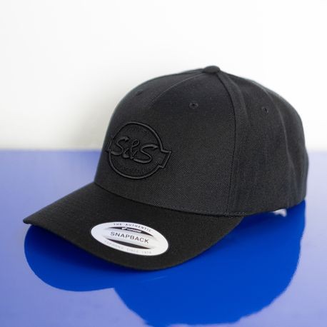 S&S® Cycle Black on Black Classic 5-Panel Premium Curved Visor Snapback