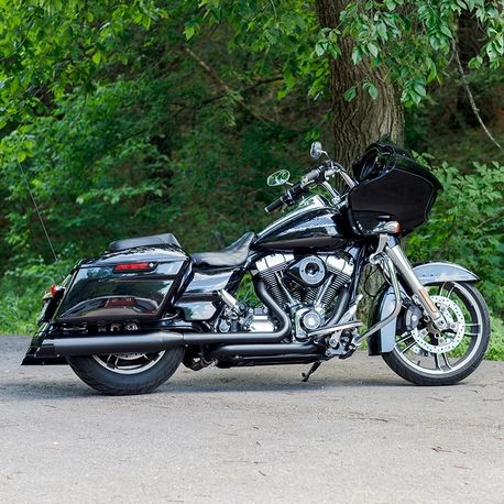 Black Mk45 muffler with Black Cutlass End Cap for 1995-2016 Touring