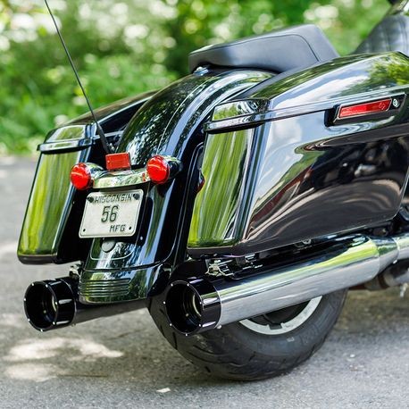Mk45 TOURING MUFFLER for 1995–2016 TOURING MODELS—Chrome with Black Tracer End Cap