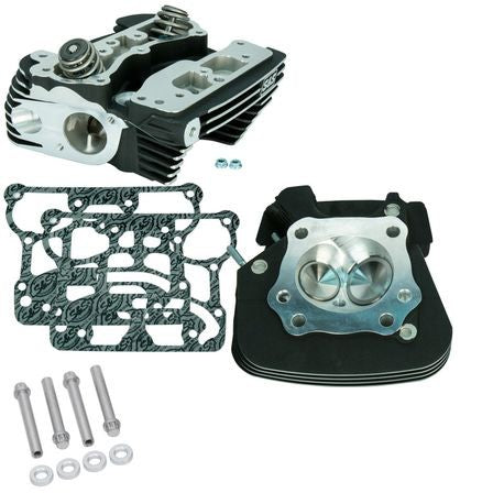 S&S® Super Stock® 91cc Cylinder Heads For For S&S® T-Series T2 Complete Engines and 2006 HD® Dyna® Models and All 2007-'16 Models With S&S® 4-1/8" Bore Hot Set Up Kit - Black Wrinkle Powder