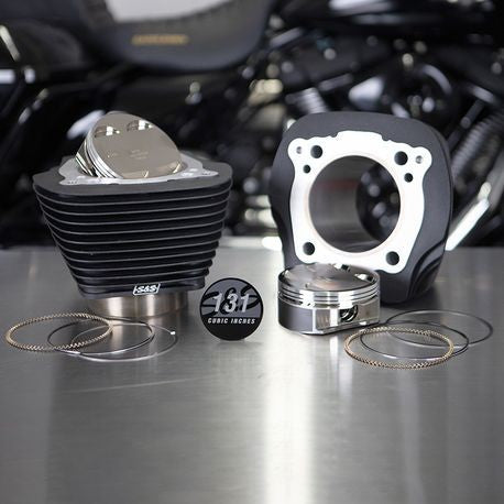 131" Stroker Cylinder and Piston Kit with Black Fins for 2017-Up M8 Models