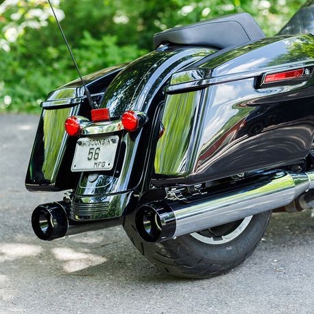 Mk45 TOURING MUFFLER for 1995–2016 TOURING MODELS—Chrome with Black Thruster End Cap