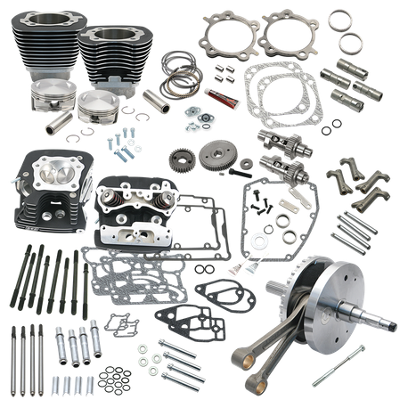 124" Hot Set Up Kit® With S&S Cylinder Heads For 2006 HD® Dyna® models and all 2007-'17 Non-Balanced Big Twins - Wrinkle Black
