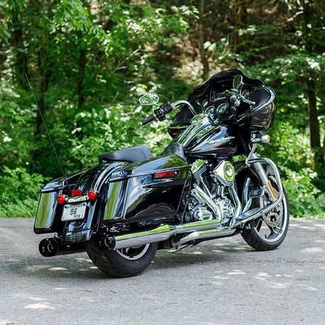 Mk45 TOURING MUFFLER for 1995–2016 TOURING MODELS—Chrome with Black Thruster End Cap