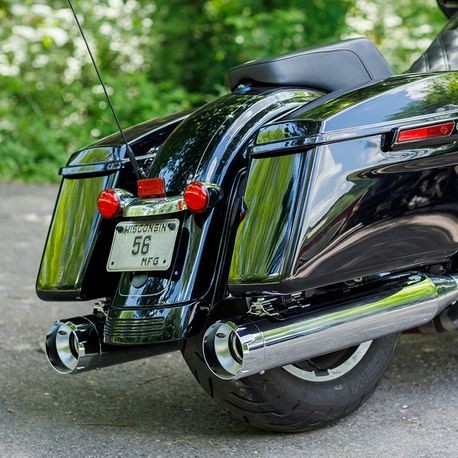 Mk45 TOURING MUFFLER for 1995–2016 TOURING MODELS—Chrome with Chrome Thruster End Cap