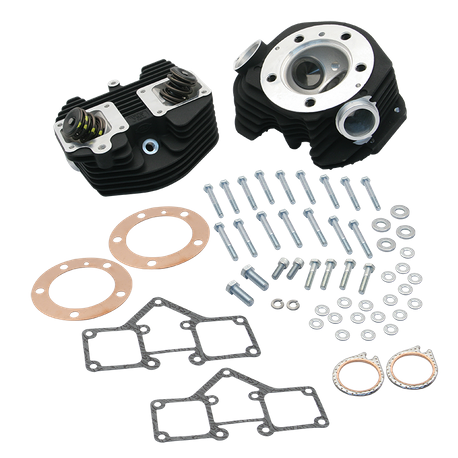 S&S® Super Stock® Stock Bore Band Style Single Plug Cylinder Head Kit For 1979-'84 HD® Big Twins - Wrinkle Black Powder Coat Finish