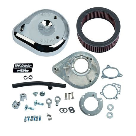 S&S® Teardrop Air Cleaner Kit for 2008-'16 HD® Touring Stock-Bore Throttle By Wire and 2016-'17 Softail® (except Tri-Glide® & CVO®) Models - Chrome