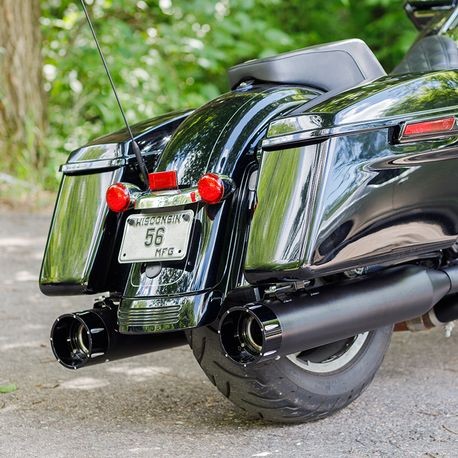 Mk45 TOURING MUFFLER for 1995–2016 TOURING MODELS—Black with Black Tracer End Cap