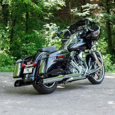 Chrome Mk45 Muffler with Black Cutlass End Cap for 1995-2016 Touring