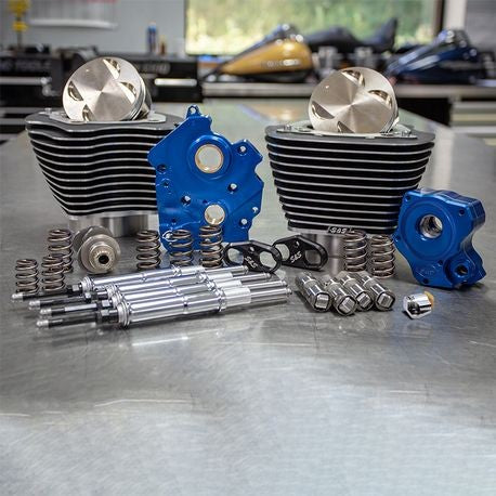 Power Package - 124" CI Water Cooled, Chain Drive with Highlighted Fins and Chrome Pushrod tubes for 107" M8