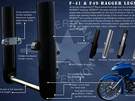 Chrome Finish Smooth Hidden Axle Bagger Legs 1990-UP