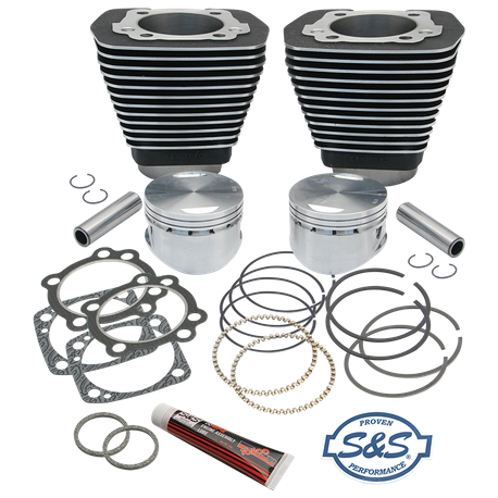 96" 3 5/8" Sidewinder® Big Bore Cylinder and Piston Kit for 1984-'99 Big Twins with Stock Cylinder Heads -Wrinkle Black Finish