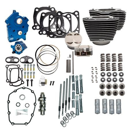Power Package - 124" CI Water Cooled, Chain Drive with Highlighted Fins and Chrome Pushrod tubes for 107" M8
