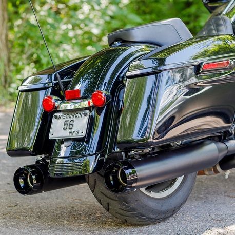 Mk45 TOURING MUFFLER for 1995–2016 TOURING MODELS—Black with Black Thruster End Cap