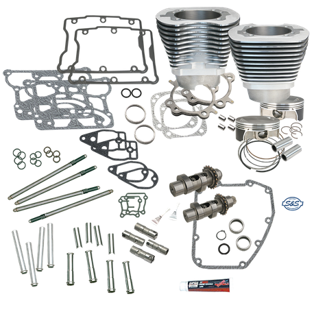 S&S 106" Big Bore Hot Set Up Kit® Without Cylinder Heads For 2007-'17 Big Twins - Silver