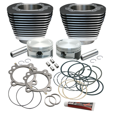 Replacement 3-7/8" Bore Cylinder & Piston Kit For S&S 106" Stroker Kits For 1999-'16 Big Twins. - Wrinkle Black Finish