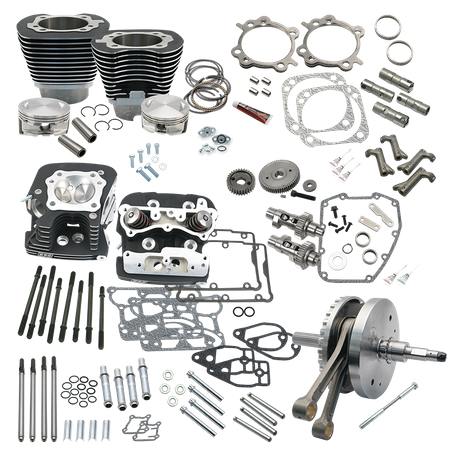 124" Hot Set Up Kit® With S&S Cylinder Heads For all 2007-'17 Balanced Big Twins - Wrinkle Black