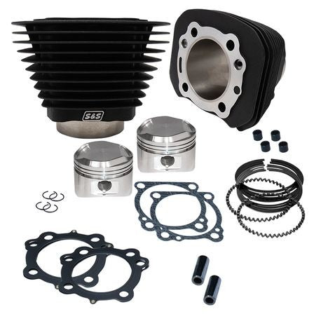 1200cc Cylinder and Piston Kit For 1986-'03 Sportster Models and 1994-'02 Buell Models with S&S Super Stock Cylinder heads - Wrinkle Black Finish