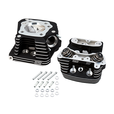 S&S® Super Stock® Cylinder Head Kit For 3-1/2" and 3-5/8" Bore HD® 1984-'99 Big Twins -Wrinkle Black Powder Coat Finish