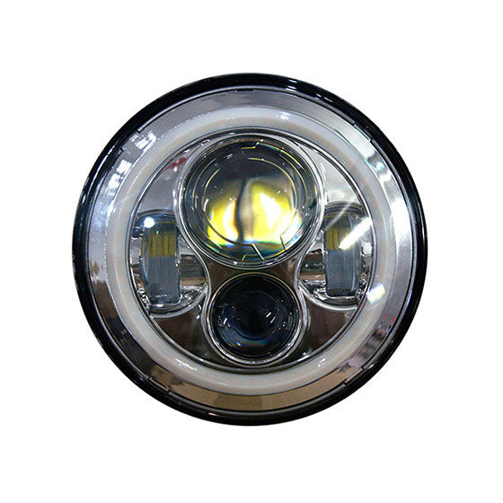 7" CHROME LED WITH WHITE HALO RING