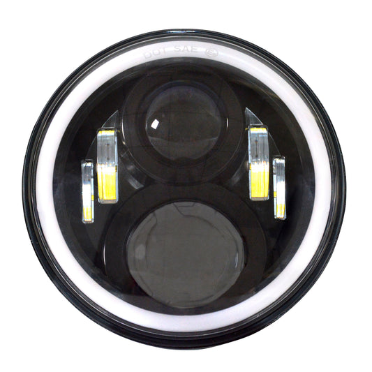 7" BLACK LED HEADLIGHT WITH HALO RING