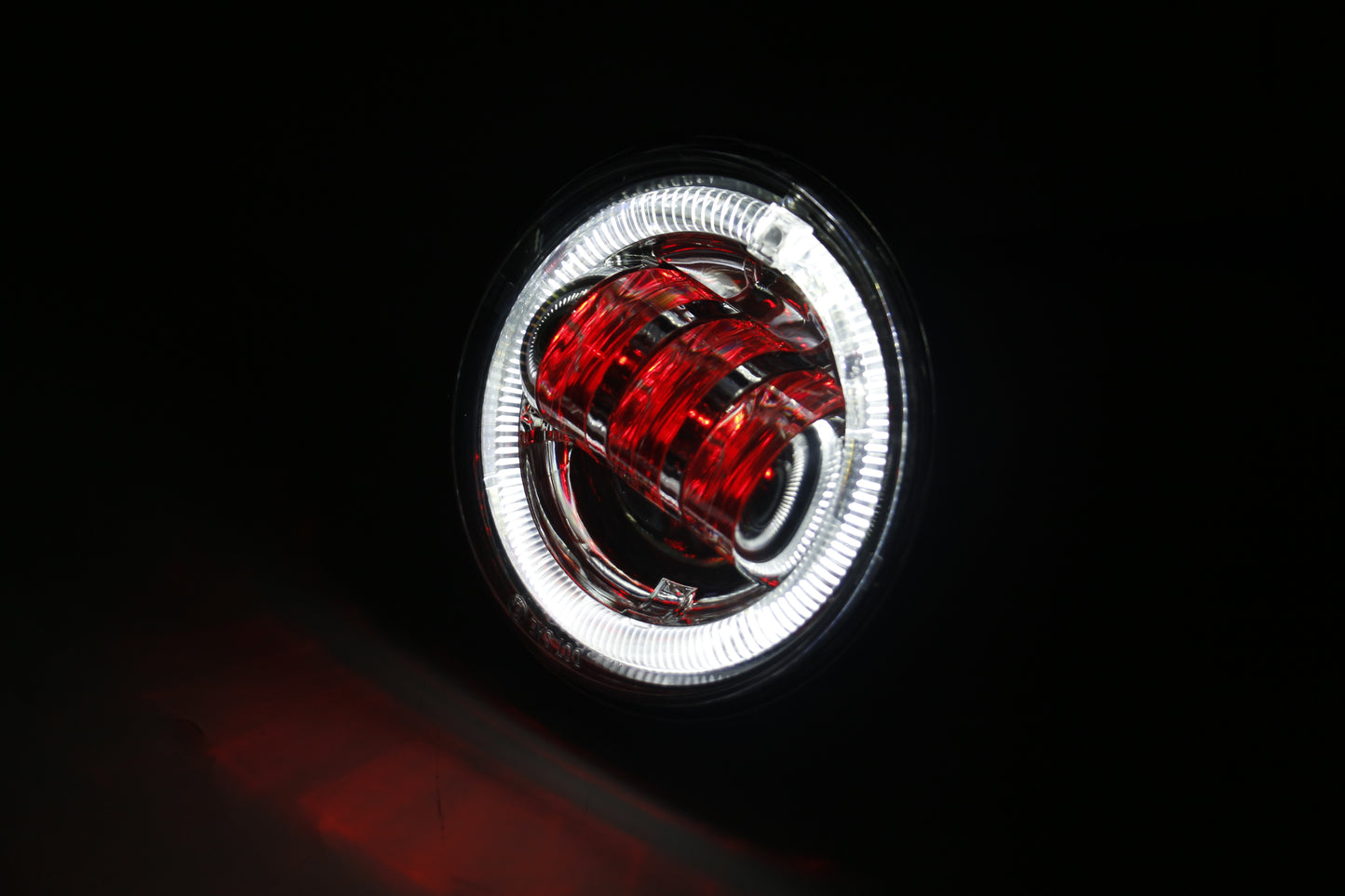4.5" BLACK LED DRIVING LIGHT WITH HALO, TURN SIGNAL, AND DEVIL EYES