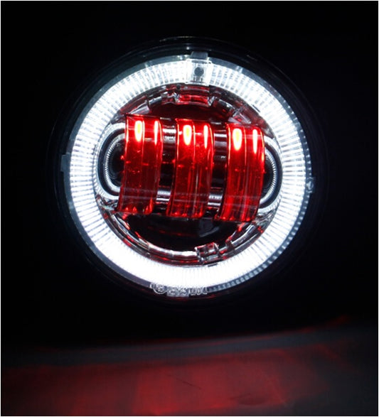 4.5" CHROME LED DRIVING LIGHT WITH HALO, TURN SIGNAL, AND DEVIL EYES