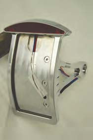 8-149  CHROME BILLET CUSTOM LED TAILLIGHT / LICENSE PLATE BRACKETS. For 1986 thru 1999 Softail®.  fit 7” x 4” license plates.